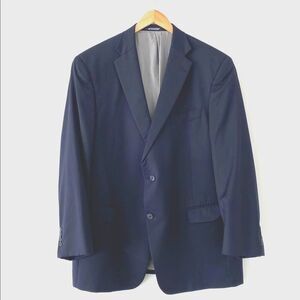 VTG Hart Schaffer Marx Men's Navy Two Buttons Blazer Size 46R Made in USA